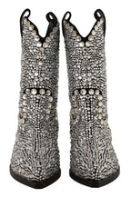 Dolce & Gabbana Black Suede Strass Crystal Cowgirl Boots - Zeiniez
