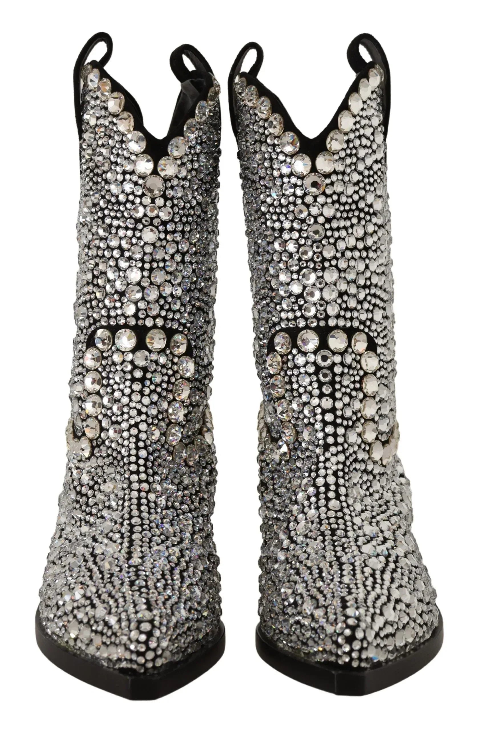 Dolce & Gabbana Black Suede Strass Crystal Cowgirl Boots - Zeiniez