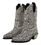 Dolce & Gabbana Black Suede Strass Crystal Cowgirl Boots - Zeiniez