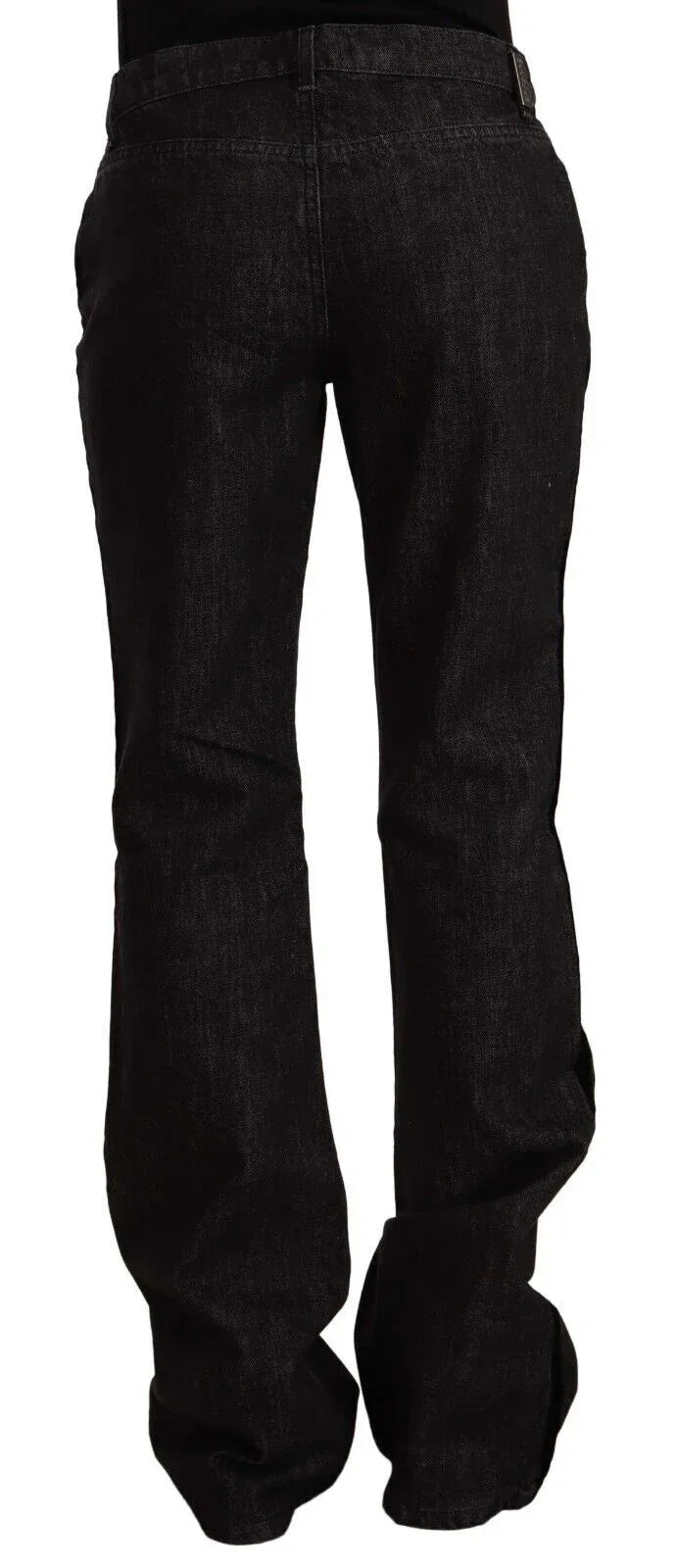 GF Ferre Black Mid Waist Cotton Denim Straight Boot Cut Jeans - Zeiniez