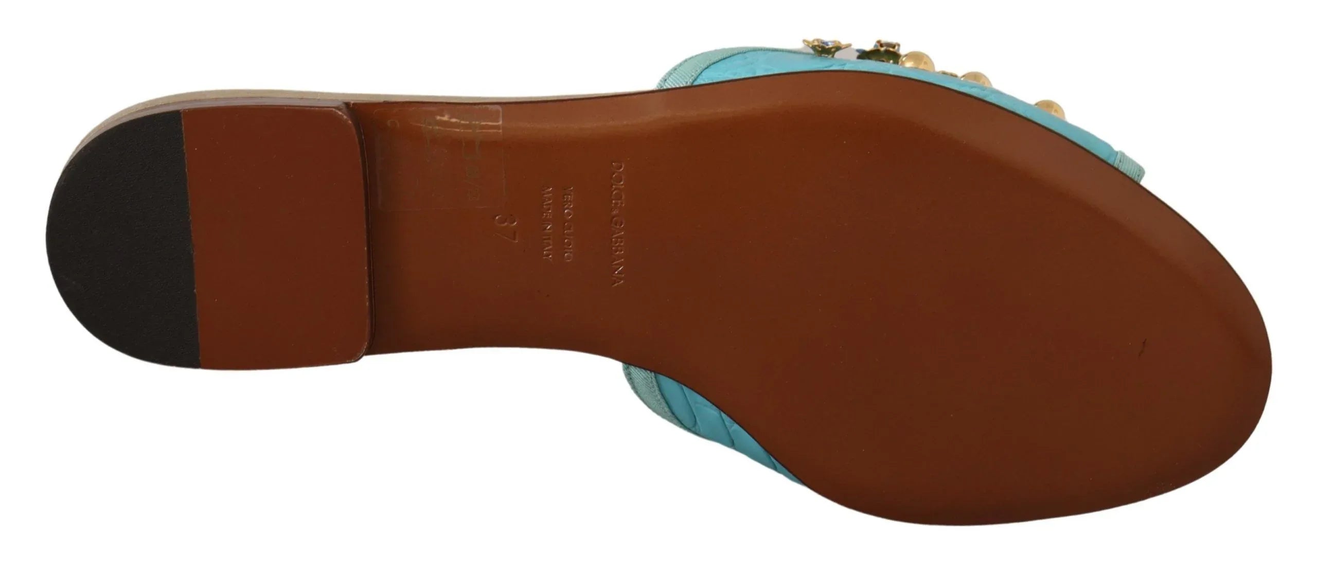 Dolce & Gabbana Blue Crystal Exotic Leather Blue Crystal Sandals - Zeiniez