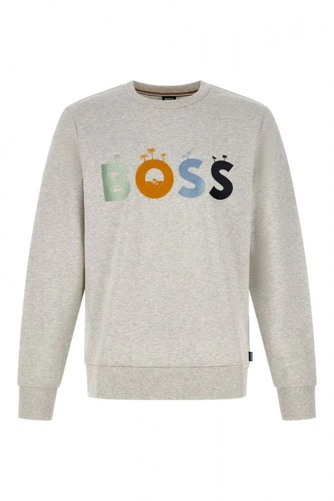 Hugo Boss Grey Cotton Logo Details Sweatshirt - Zeiniez