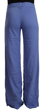 P.A.R.O.S.H. Blue High Waist Viscose Straight Wide Leg Pants - Zeiniez