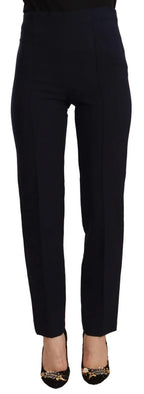 AGLINI Black High Waist Polyester Women Straight Pants - Zeiniez