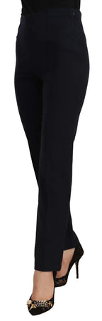AGLINI Black High Waist Polyester Women Straight Pants - Zeiniez