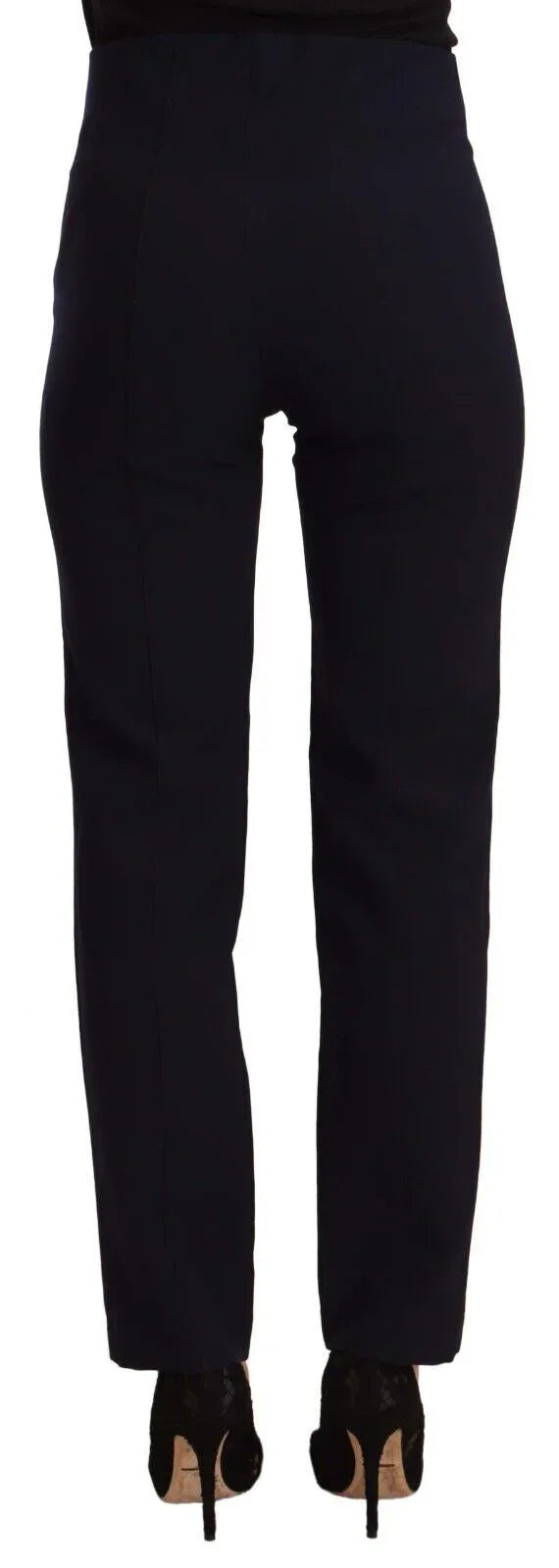 AGLINI Black High Waist Polyester Women Straight Pants - Zeiniez