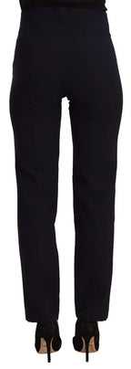AGLINI Black High Waist Polyester Women Straight Pants - Zeiniez
