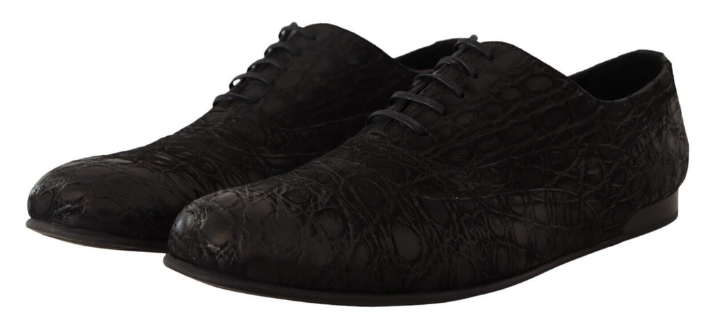 Dolce & Gabbana Black Caiman Leather Mens Oxford Shoes - Zeiniez