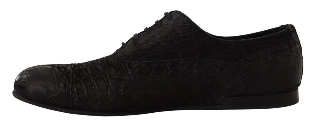 Dolce & Gabbana Black Caiman Leather Mens Oxford Shoes - Zeiniez