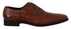 Dolce & Gabbana Brown Crocodile Leather Mens Formal Derby Shoes - Zeiniez