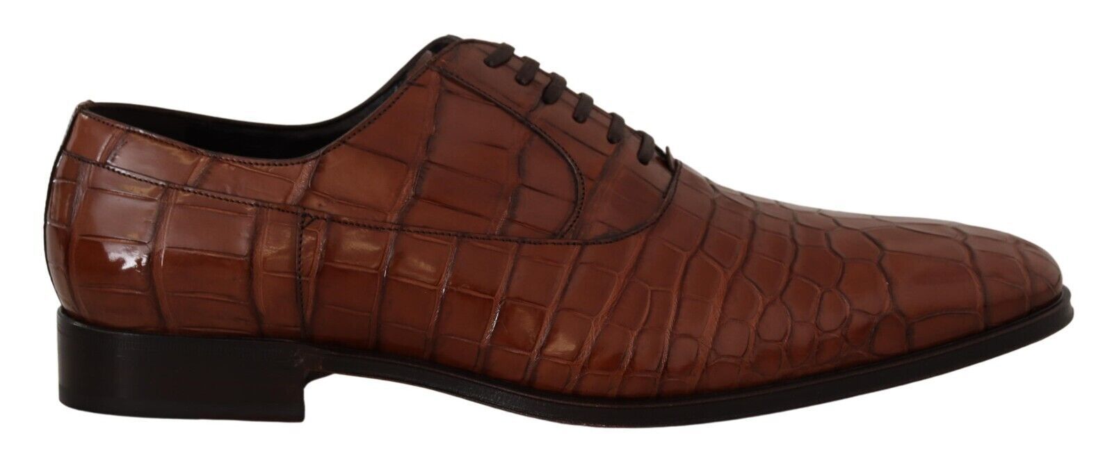 Dolce & Gabbana Brown Crocodile Leather Mens Formal Derby Shoes - Zeiniez