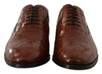 Dolce & Gabbana Brown Crocodile Leather Mens Formal Derby Shoes - Zeiniez