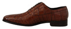 Dolce & Gabbana Brown Crocodile Leather Mens Formal Derby Shoes - Zeiniez
