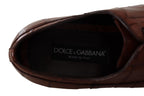 Dolce & Gabbana Brown Crocodile Leather Mens Formal Derby Shoes - Zeiniez