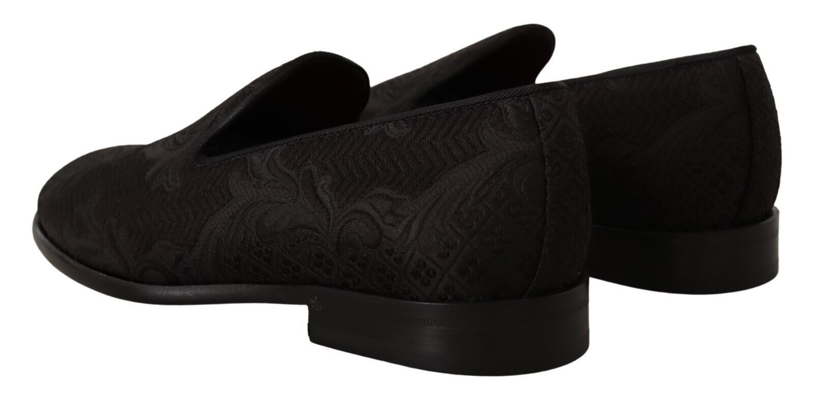 Dolce & Gabbana Black Floral Brocade Slippers Loafers Shoes - Zeiniez