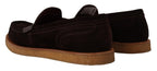 Dolce & Gabbana Brown Suede Leather Slip On Flats Moccasin Shoes - Zeiniez