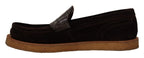 Dolce & Gabbana Brown Suede Leather Slip On Flats Moccasin Shoes - Zeiniez