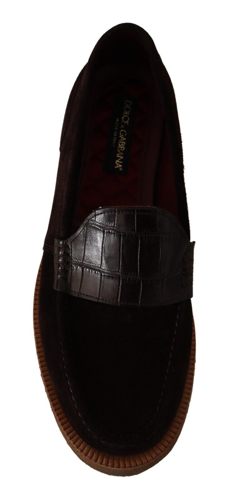 Dolce & Gabbana Brown Suede Leather Slip On Flats Moccasin Shoes - Zeiniez