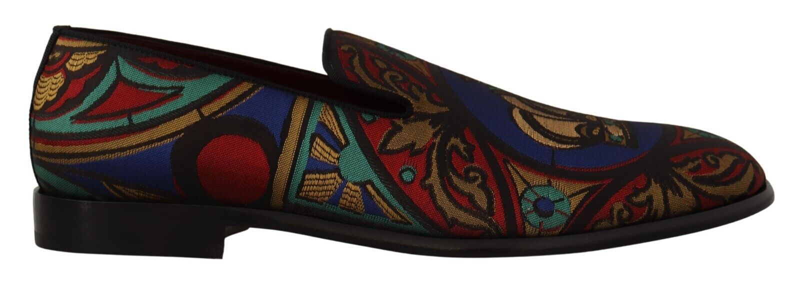 Dolce & Gabbana Multicolor Jacquard Crown Slippers Loafers Shoes - Zeiniez