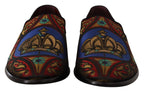 Dolce & Gabbana Multicolor Jacquard Crown Slippers Loafers Shoes - Zeiniez