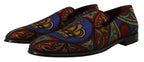 Dolce & Gabbana Multicolor Jacquard Crown Slippers Loafers Shoes - Zeiniez