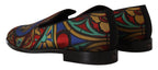 Dolce & Gabbana Multicolor Jacquard Crown Slippers Loafers Shoes - Zeiniez