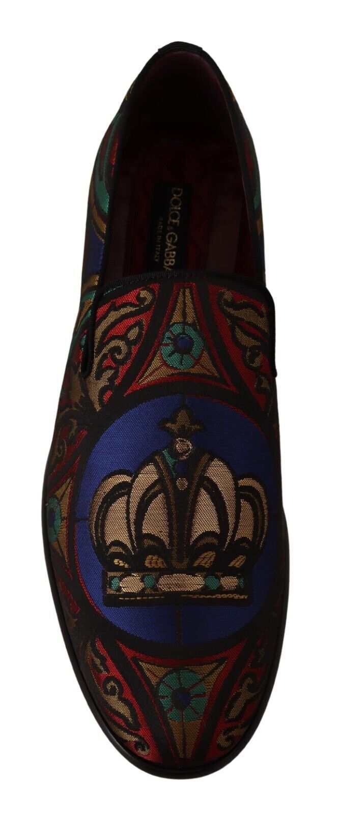 Dolce & Gabbana Multicolor Jacquard Crown Slippers Loafers Shoes - Zeiniez