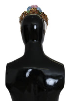 Dolce & Gabbana Gold Crystal Purple Hortensia Headband Crown Diadem - Zeiniez