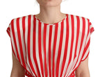 Dolce & Gabbana Red White Stripes Silk Mini A-line Dress - Zeiniez
