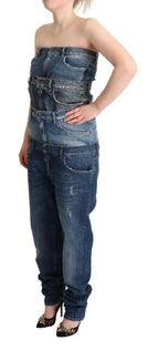 Dolce & Gabbana Dark Blue Cotton Strapless Denim Jumpsuit Dress - Zeiniez