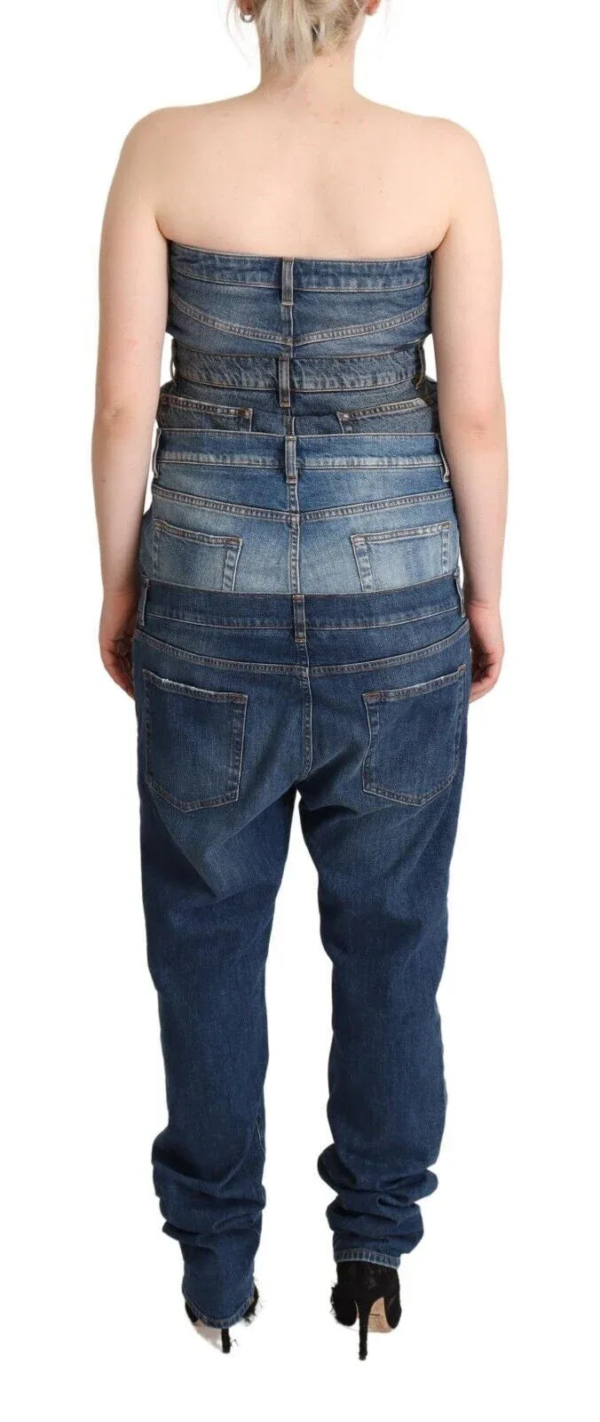 Dolce & Gabbana Dark Blue Cotton Strapless Denim Jumpsuit Dress - Zeiniez