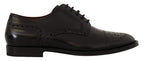 Dolce & Gabbana Black Leather Wingtip Mens Formal Derby Shoes - Zeiniez