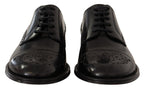 Dolce & Gabbana Black Leather Wingtip Mens Formal Derby Shoes - Zeiniez