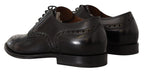 Dolce & Gabbana Black Leather Wingtip Mens Formal Derby Shoes - Zeiniez