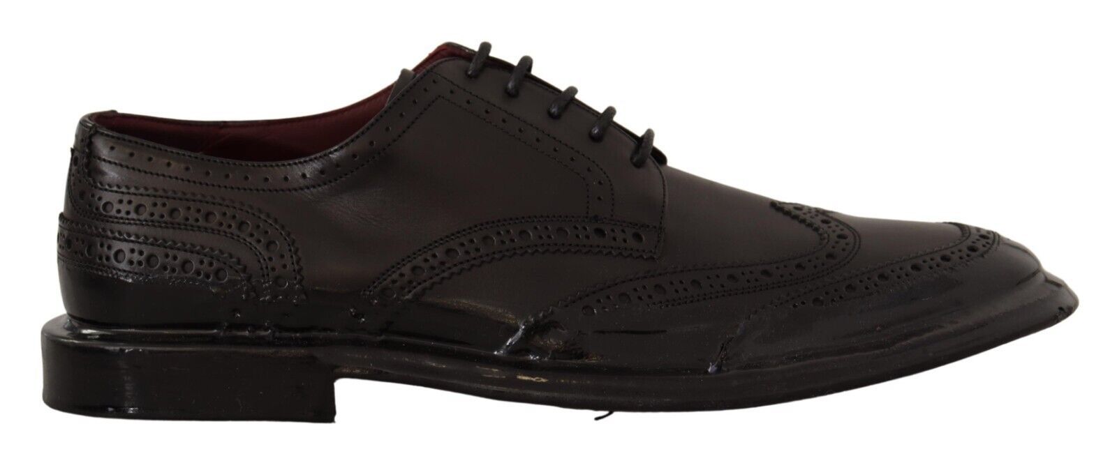 Dolce & Gabbana Black Leather Oxford Wingtip Formal Derby Shoes - Zeiniez