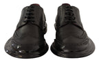 Dolce & Gabbana Black Leather Oxford Wingtip Formal Derby Shoes - Zeiniez