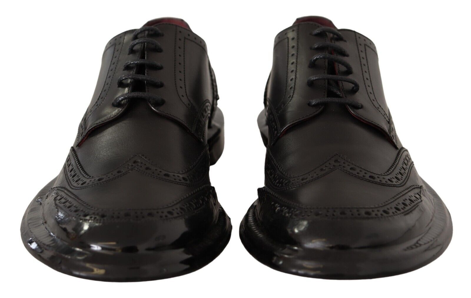 Dolce & Gabbana Black Leather Oxford Wingtip Formal Derby Shoes - Zeiniez