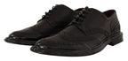 Dolce & Gabbana Black Leather Oxford Wingtip Formal Derby Shoes - Zeiniez