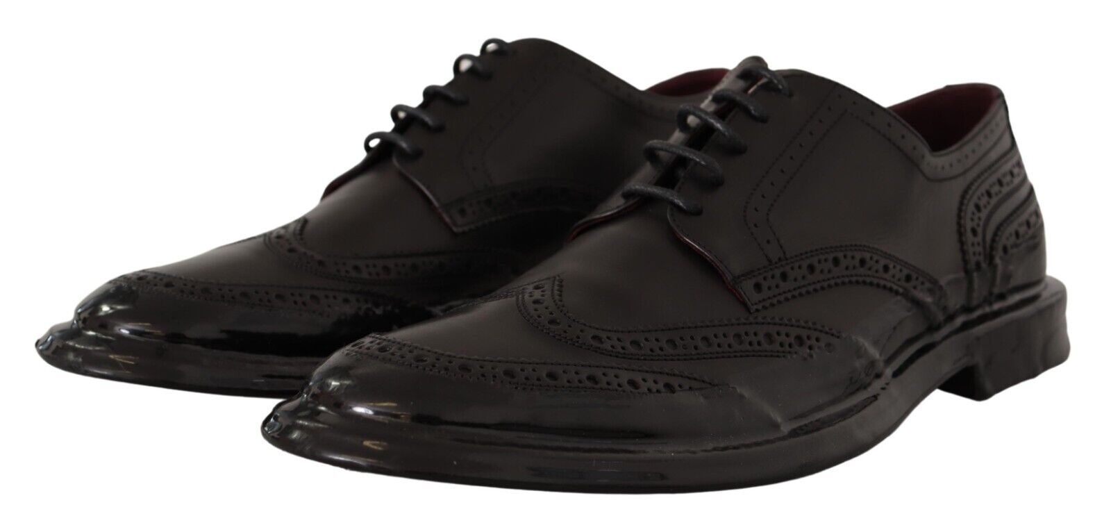 Dolce & Gabbana Black Leather Oxford Wingtip Formal Derby Shoes - Zeiniez