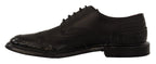 Dolce & Gabbana Black Leather Oxford Wingtip Formal Derby Shoes - Zeiniez
