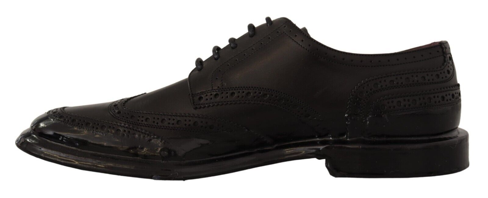 Dolce & Gabbana Black Leather Oxford Wingtip Formal Derby Shoes - Zeiniez