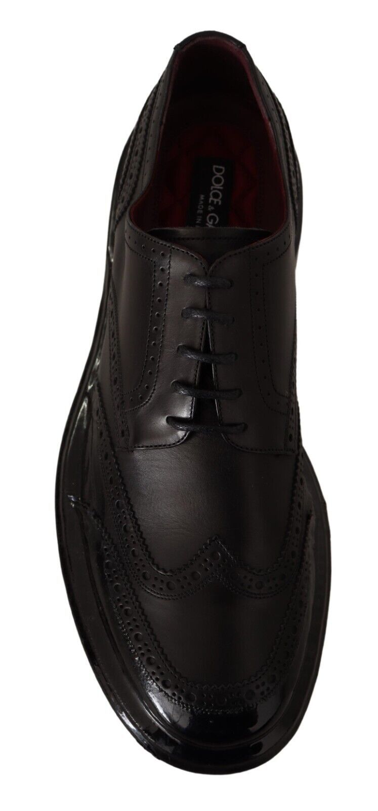 Dolce & Gabbana Black Leather Oxford Wingtip Formal Derby Shoes - Zeiniez