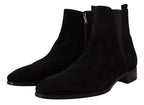 Dolce & Gabbana Black Suede Leather Chelsea Mens Boots Shoes - Zeiniez