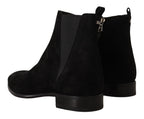 Dolce & Gabbana Black Suede Leather Chelsea Mens Boots Shoes - Zeiniez