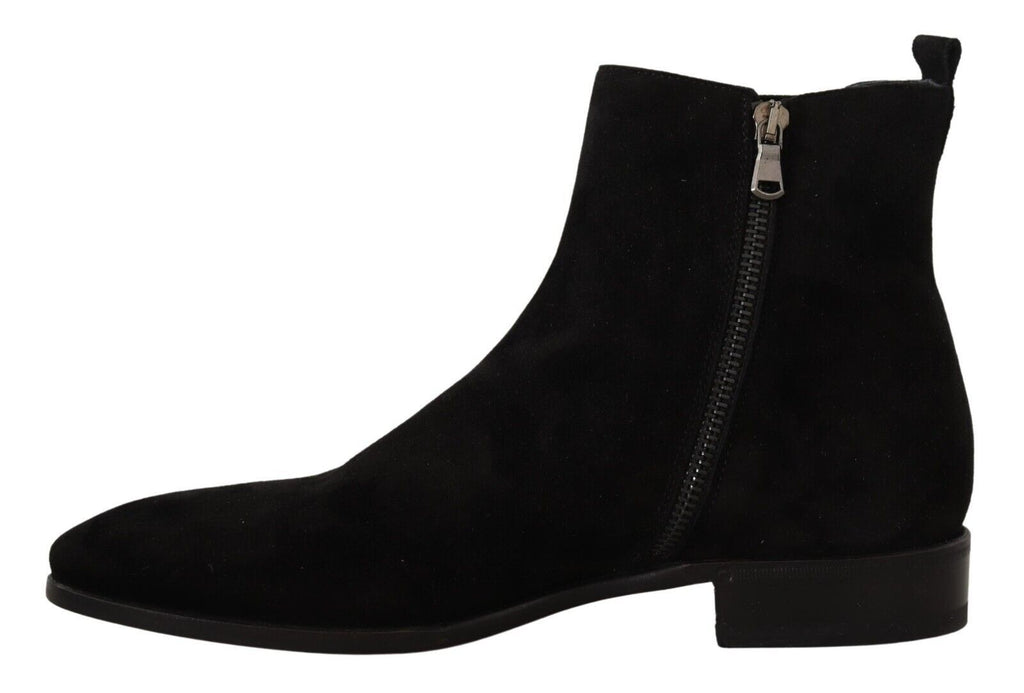 Dolce & Gabbana Black Suede Leather Chelsea Mens Boots Shoes - Zeiniez