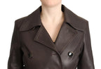 Dolce & Gabbana Dark Brown Leather Long Sleeves Belted Jacket - Zeiniez