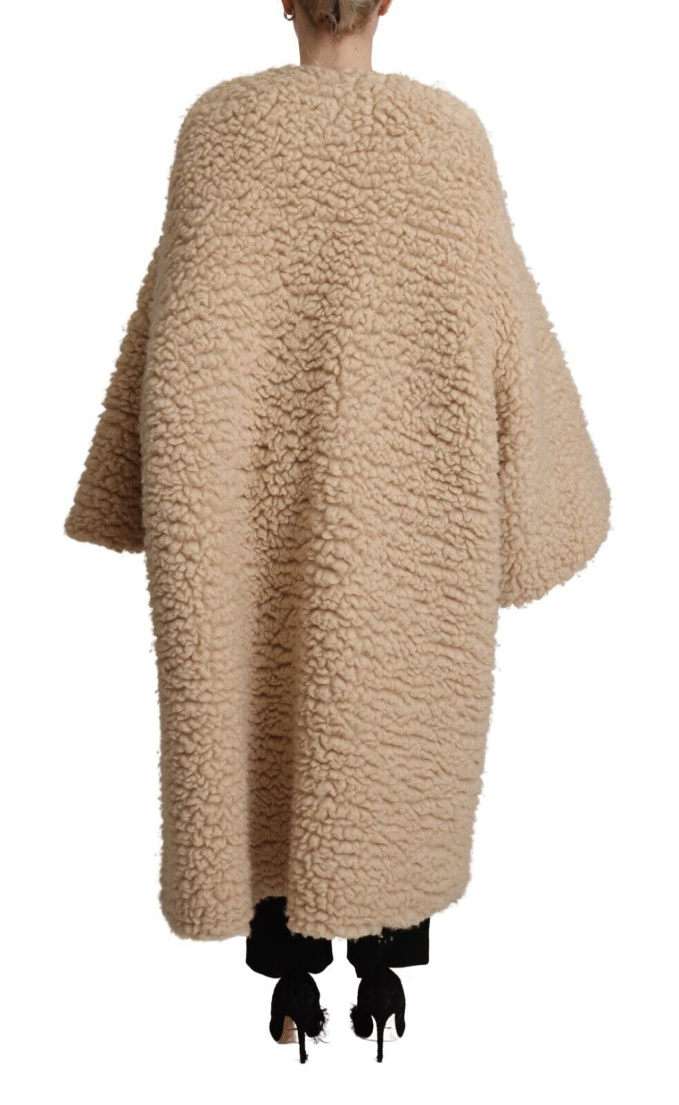 Dolce & Gabbana Beige Cashmere Wool Faux Fur Coat Jacket - Zeiniez