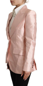 Dolce & Gabbana Pink Satin Long Sleeves Blazer Coat Jacket - Zeiniez
