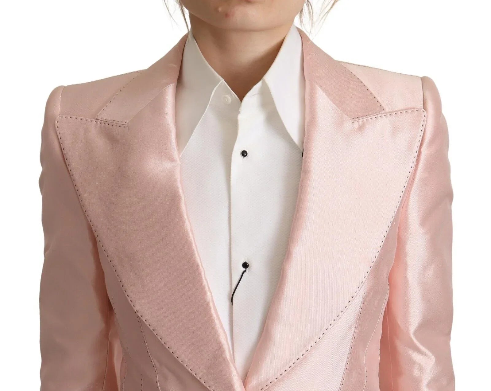 Dolce & Gabbana Pink Satin Long Sleeves Blazer Coat Jacket - Zeiniez
