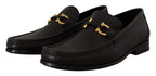 Salvatore Ferragamo Black Calf Leather Moccasins Loafers Shoes - Zeiniez